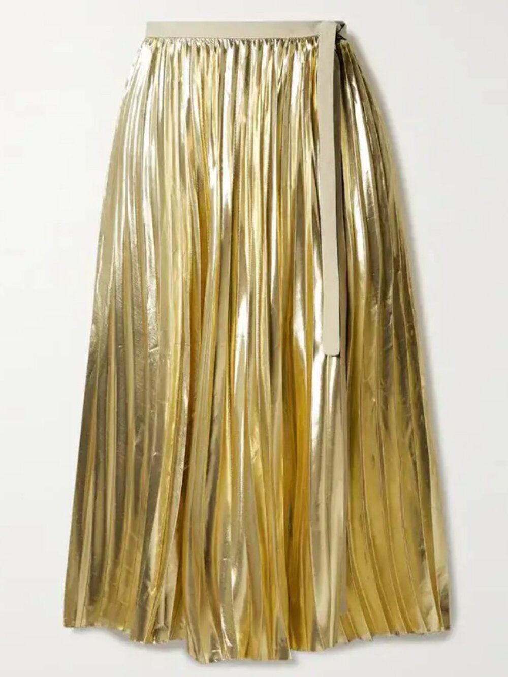 Proenza Schouler  Pleated Lamé Wrap Midi Skirt